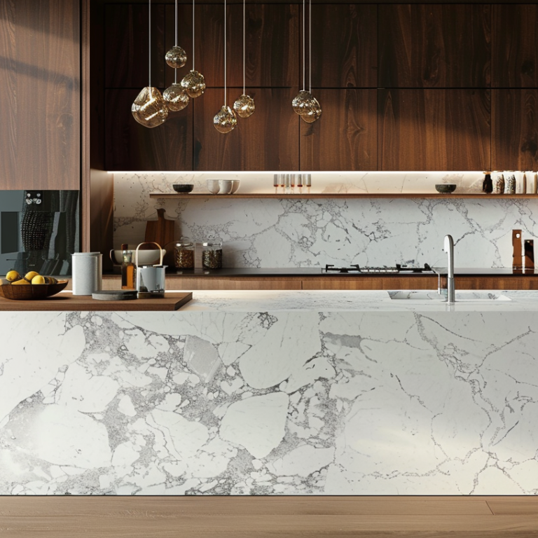 Baño con acabados cálidos y vegetación